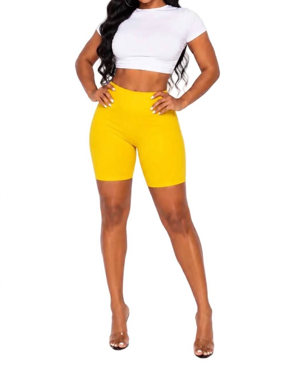 NEW JNK for the win premium stretch cotton biker shorts in yellow